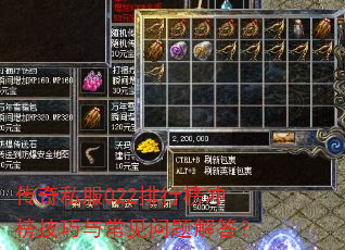 传奇私服022排行榜冲榜技巧与常见问题解答? 传奇私服022排行榜冲榜技巧与常见问题解答?