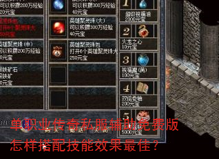 单职业传奇私服辅助免费版怎样搭配技能效果最佳? 单职业传奇私服辅助免费版怎样搭配技能效果最佳?